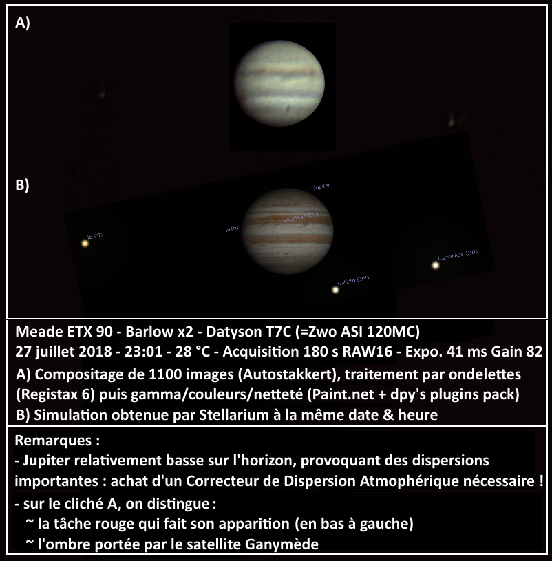 Jupiter 27 juillet 2018 - T7C + ETX90 Barlow x2