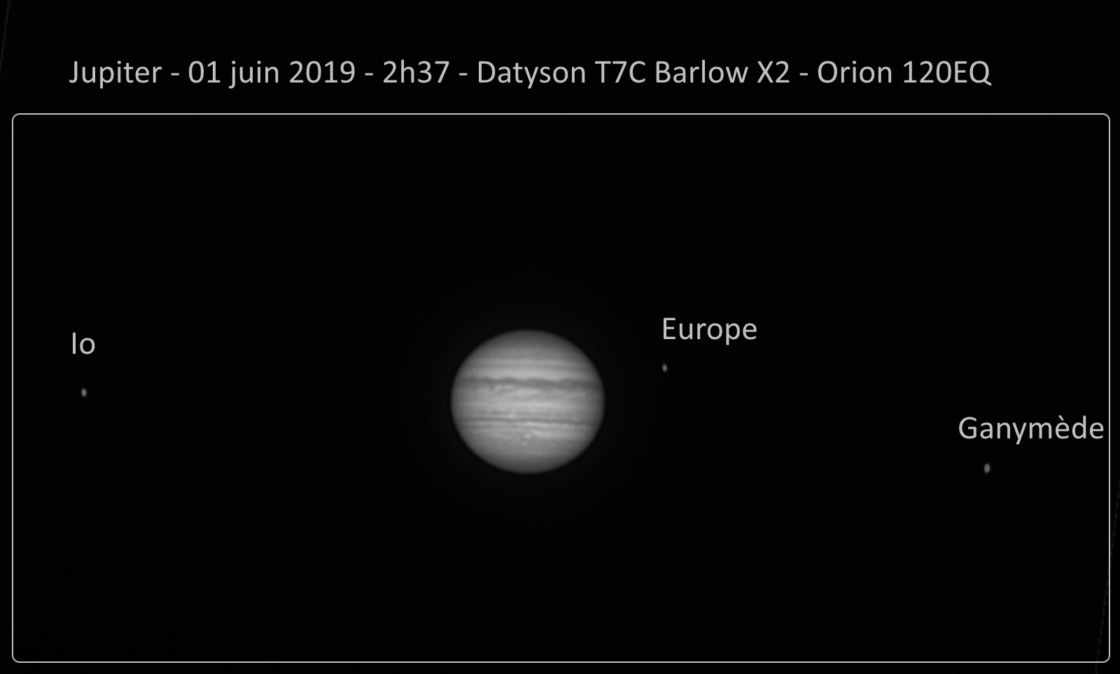 Jupiter 1er juin 2019 - T7C + Orion 120 + Barlow x2