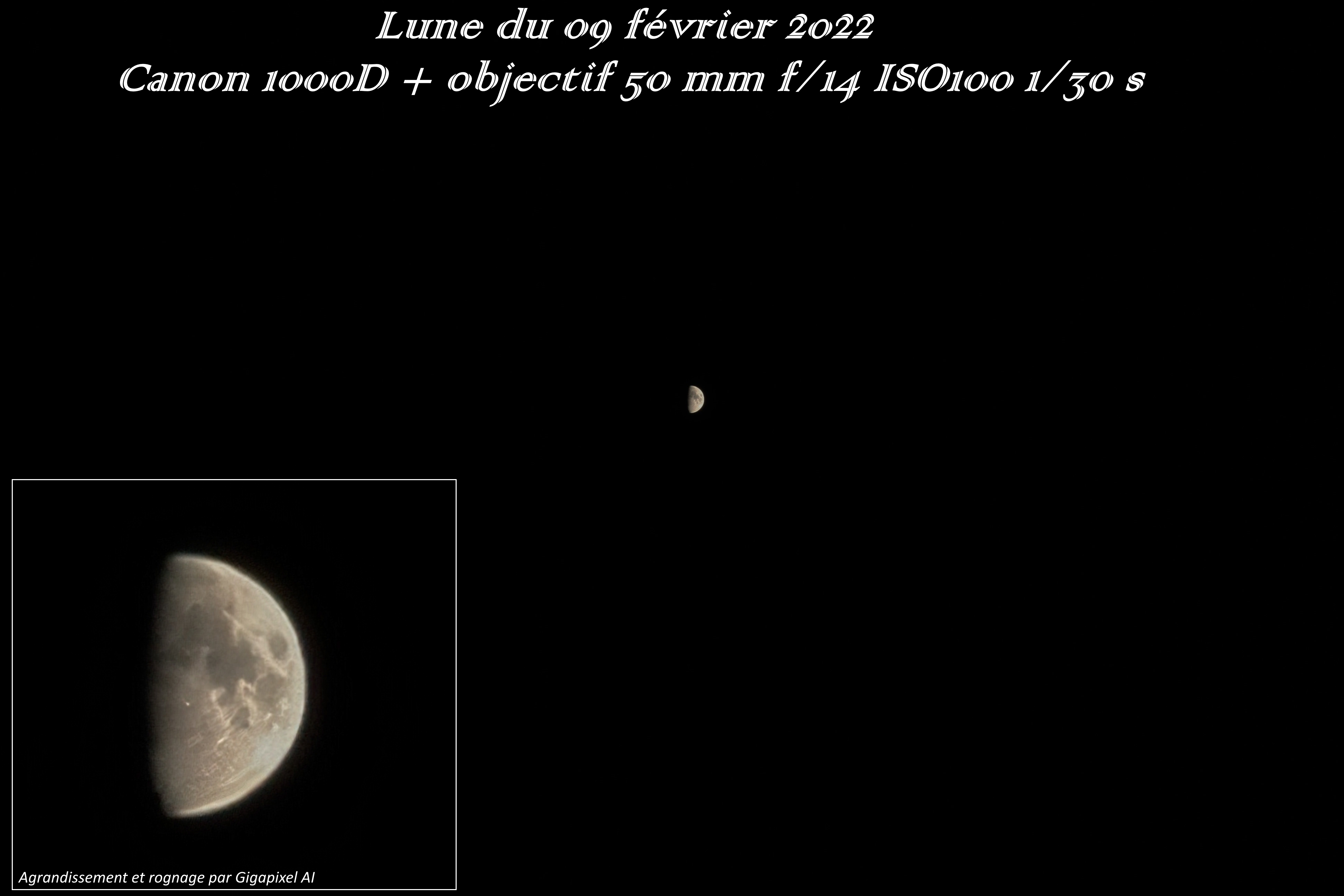Lune du 10 février 2022 au 50 mm