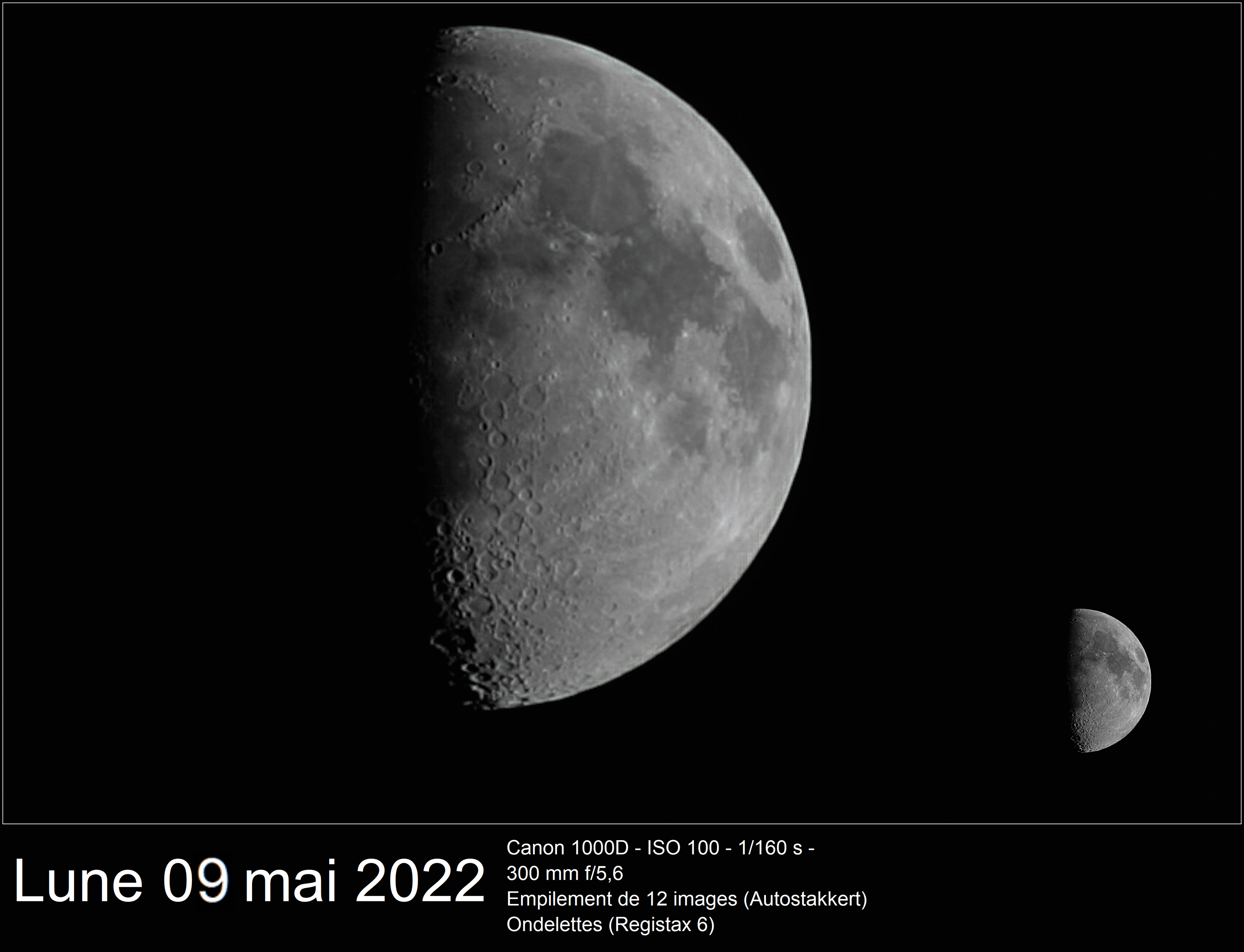 Lune du 9 mai 2022 1000D 300 mm iso100