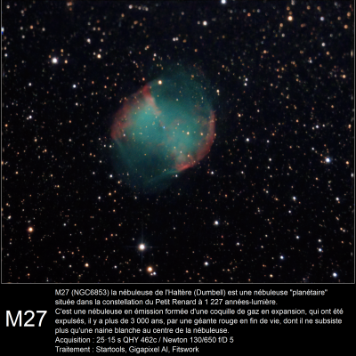 M27 - Nébuleuse de l'haltère