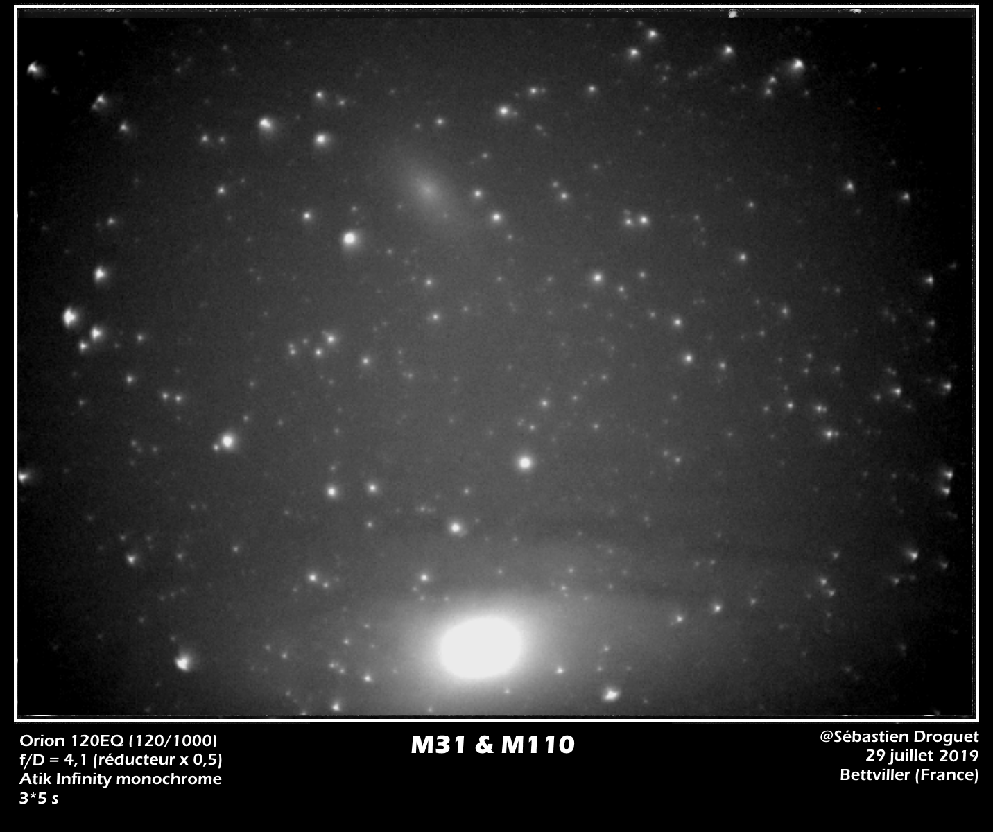 M31 la galaxie d'Andromède & M110 galaxie satellite