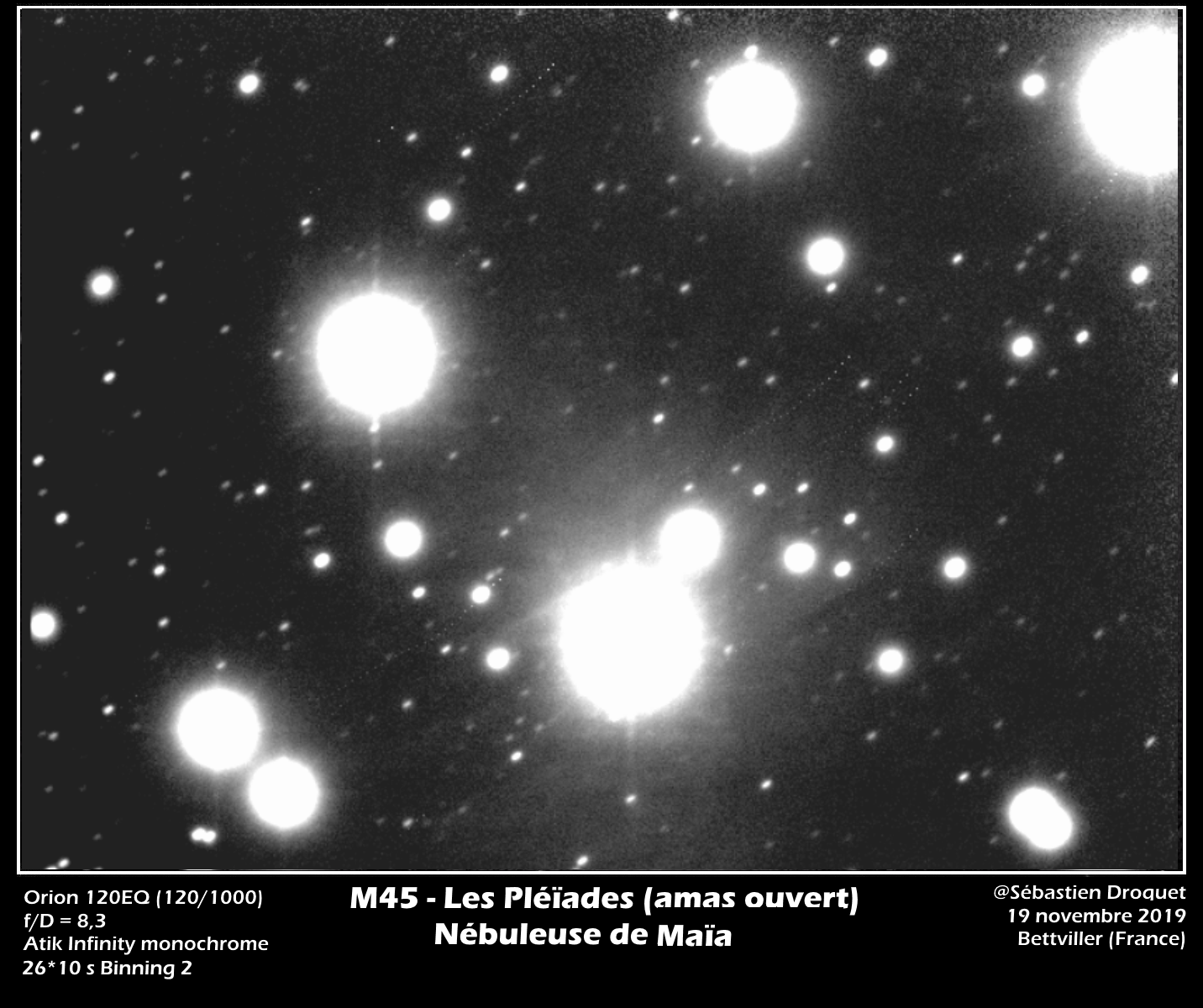 M45 Maia 19 novembre 2019 Orion 120 Atik Infinity 10x20s bin2