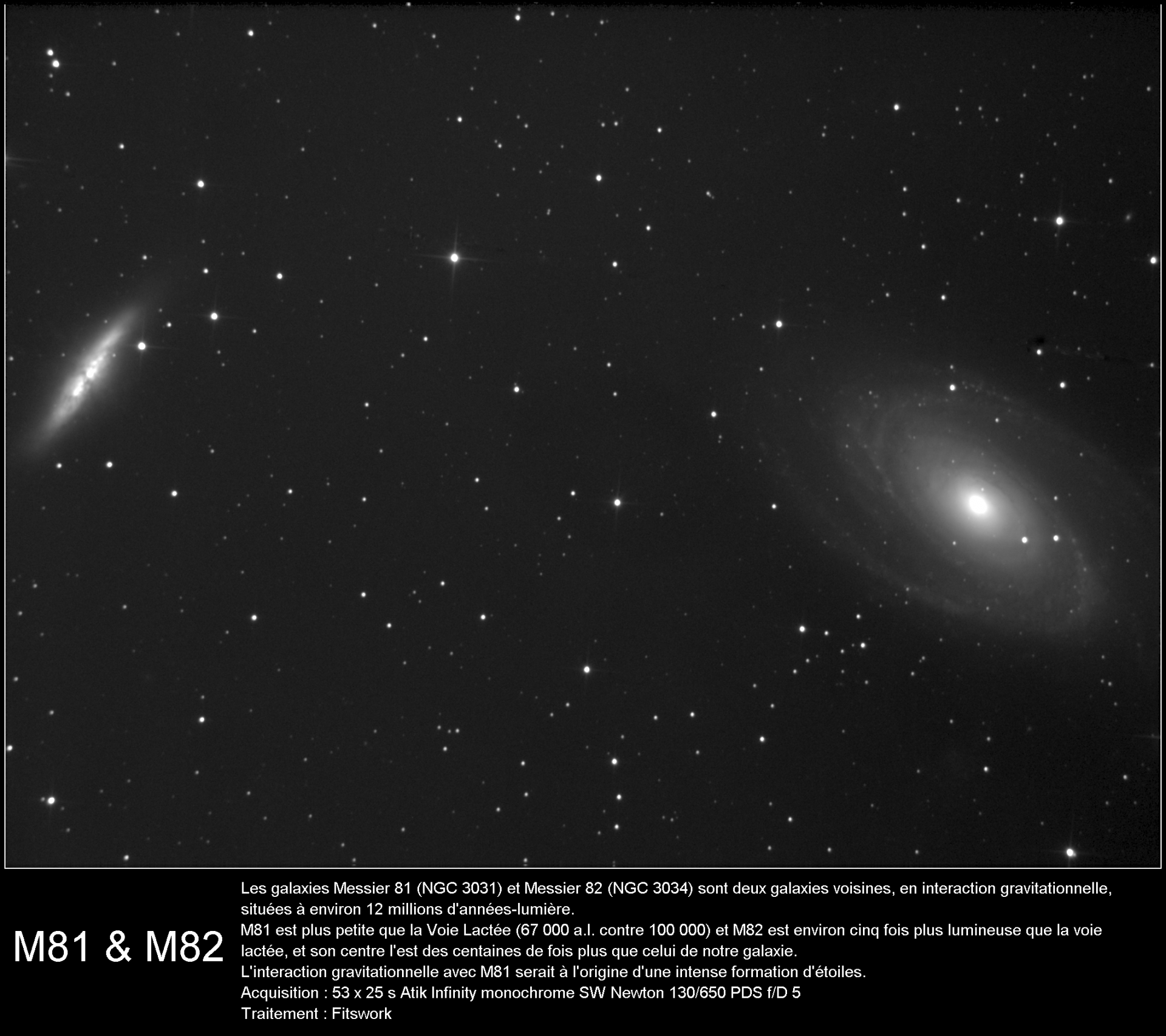 M81 la galaxie de Bode & M82 la galaxie du Cigare