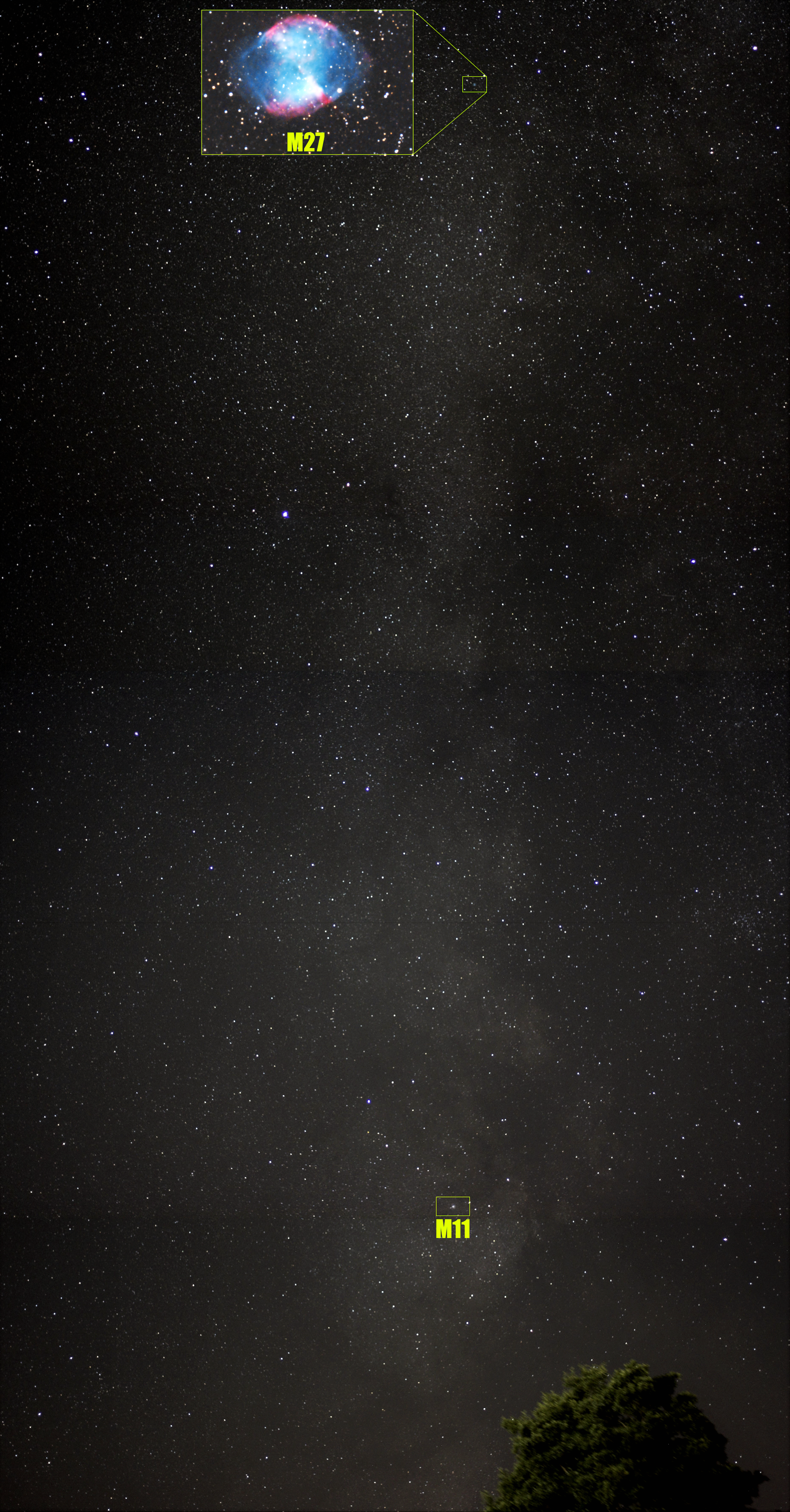 Mosaïque Voie Lactée (Redmi note7) avec M11 et M27