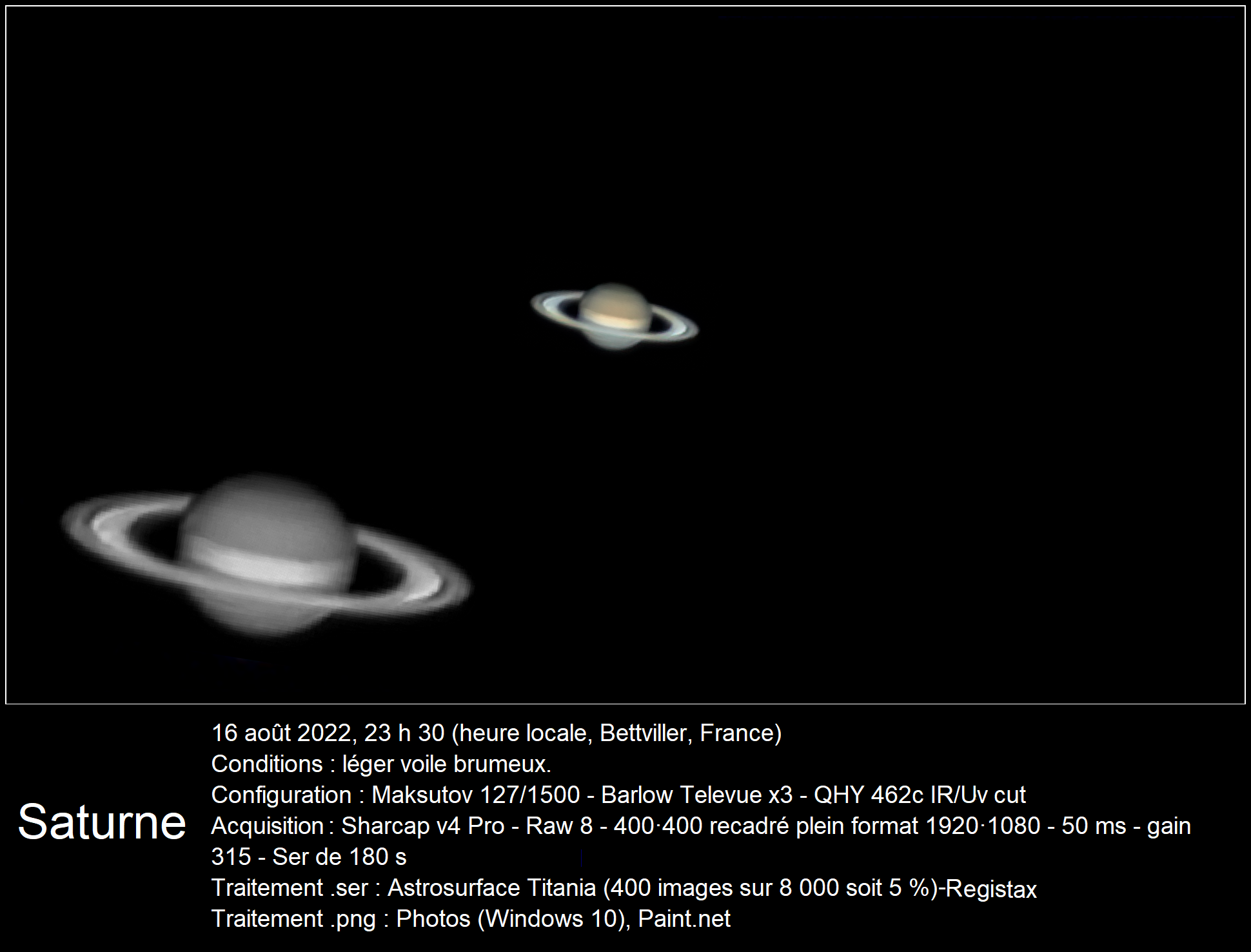 Saturne 16 aout 2022