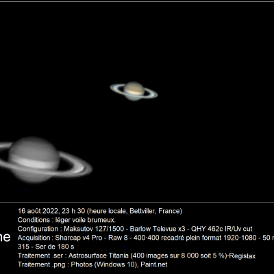 Saturne 16 aout 2022